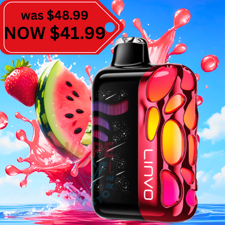 Linvo Rave 60k Disposable Vape SALE Strawberry Watermelon Ice at Airdrie Vape SuperStore and Bong Shop in Alberta Canada