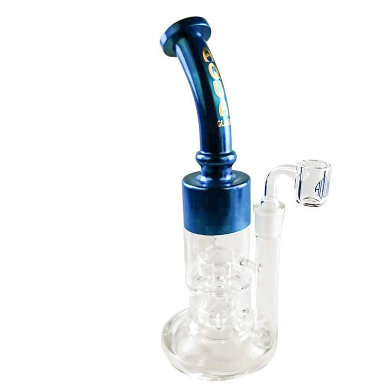 Aqua Glass Laid Back Chrome Dab Rig-12" blue Airdrie Vape SuperStore and Bong Shop Alberta Canada