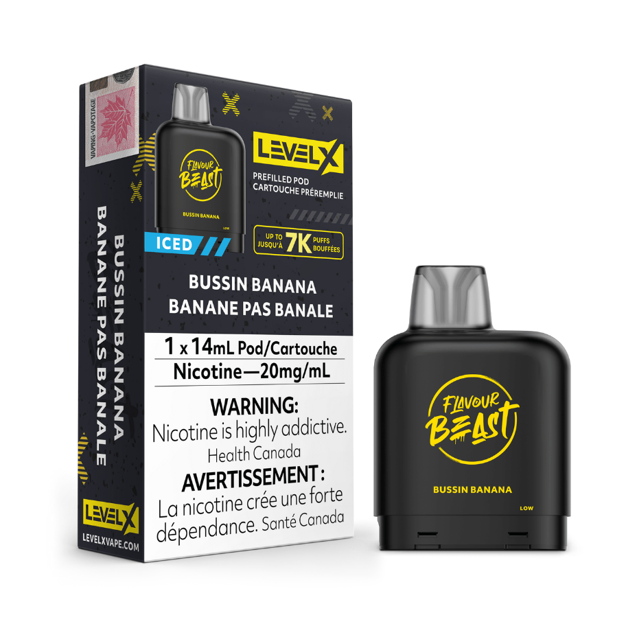 Flavour Beast Level X Flavour Beast Pod-Bussin Banana 20mg / 7000 Puffs Level X Flavour Beast Pod-Bussin Banana-Airdrie Vape SuperStore AB
