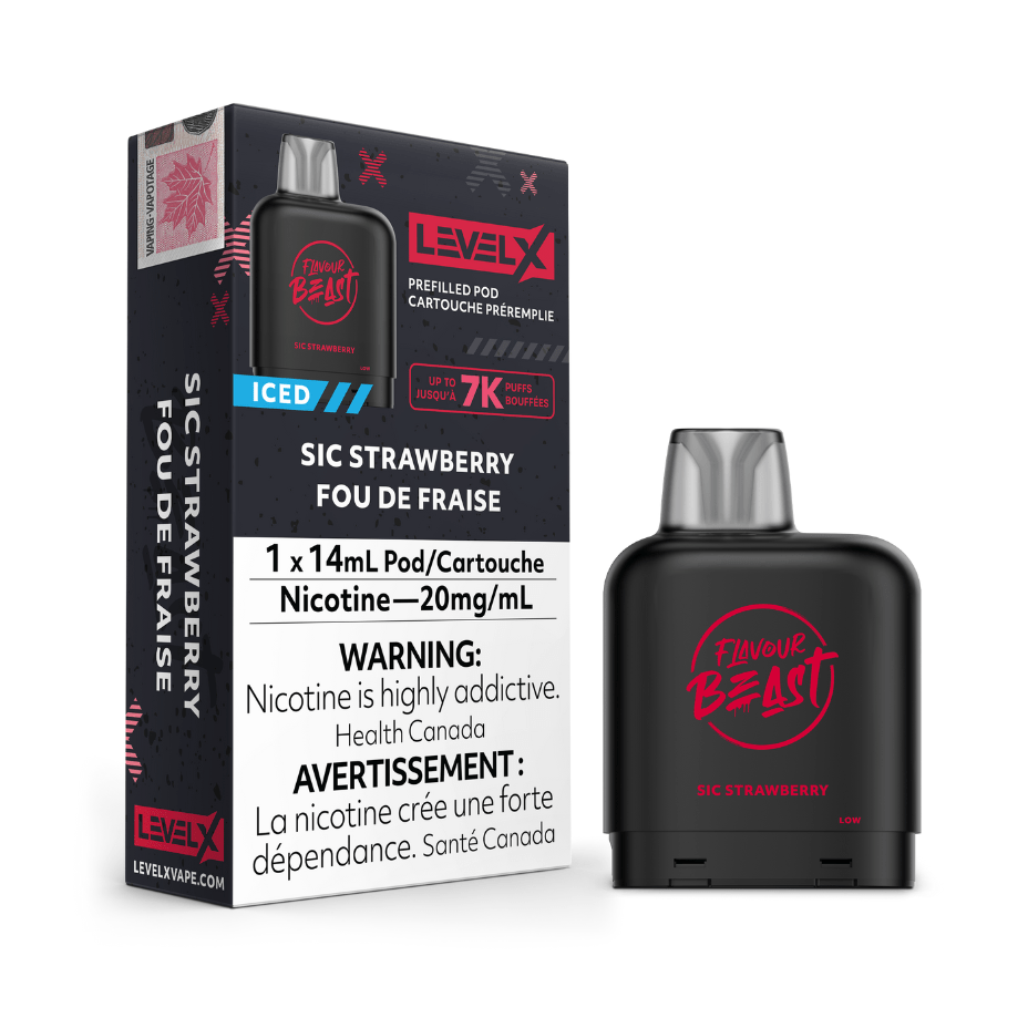 Flavour Beast Level X Flavour Beast Pod-Sic Strawberry 20mg / 7000 Puffs Level X Flavour Beast Pod-Sic Strawberry-Airdrie Vape SuperStore AB