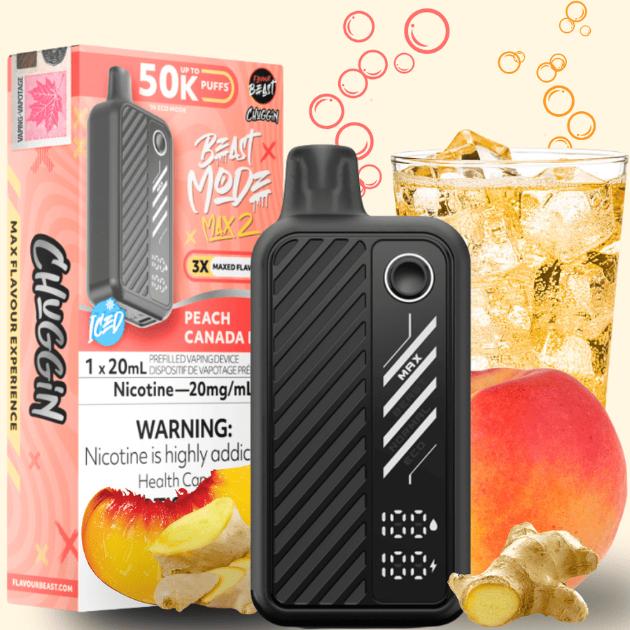 Flavour Beast Max 2 Disposable Vape-Peach Canada D ICED 50000 Puffs / 20mg Airdrie Vape SuperStore and Bong Shop Alberta Canada