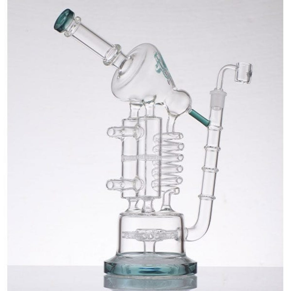 H2O Sprinkler Dab Rig w/ Coil & Dual Perc-12" Teal Airdrie Vape SuperStore and Bong Shop Alberta Canada