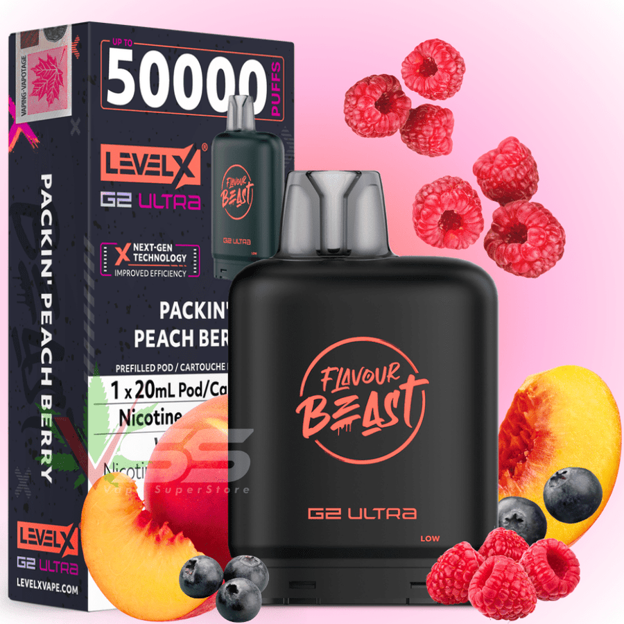 Level X G2 Ultra Flavour Beast Pod 50k-Packin' Peach Berry 50000 / 20mg Airdrie Vape SuperStore and Bong Shop Alberta Canada