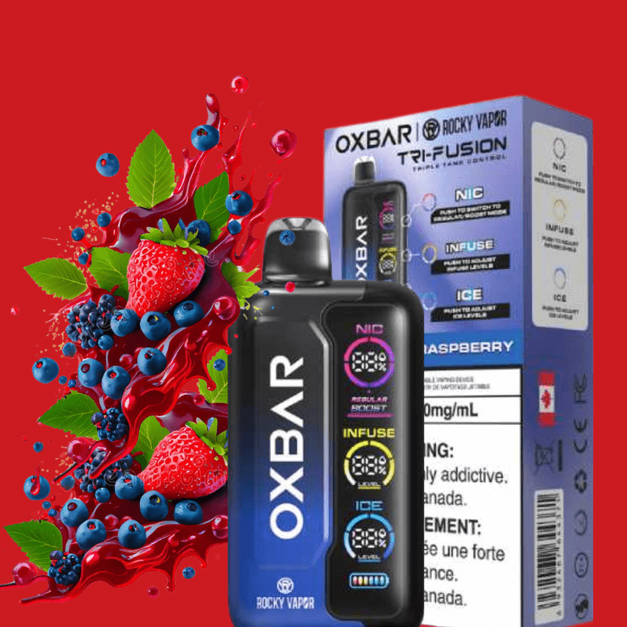 Oxbar Tri-Fusion 45k Disposable Vape-Blueberry Raspberry Ice 45000 Puffs / 20mg Airdrie Vape SuperStore and Bong Shop Alberta Canada