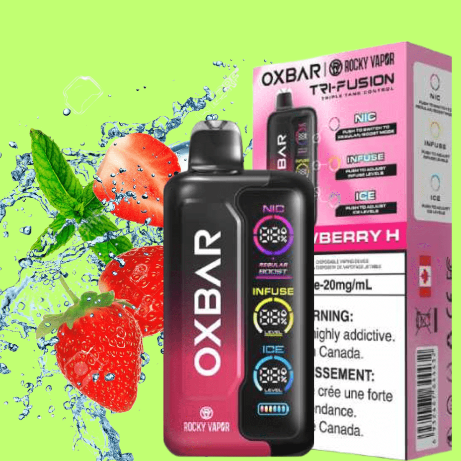 Oxbar Tri-Fusion 45k Disposable Vape-Strawberry H 45000 Puffs / 20mg Airdrie Vape SuperStore and Bong Shop Alberta Canada