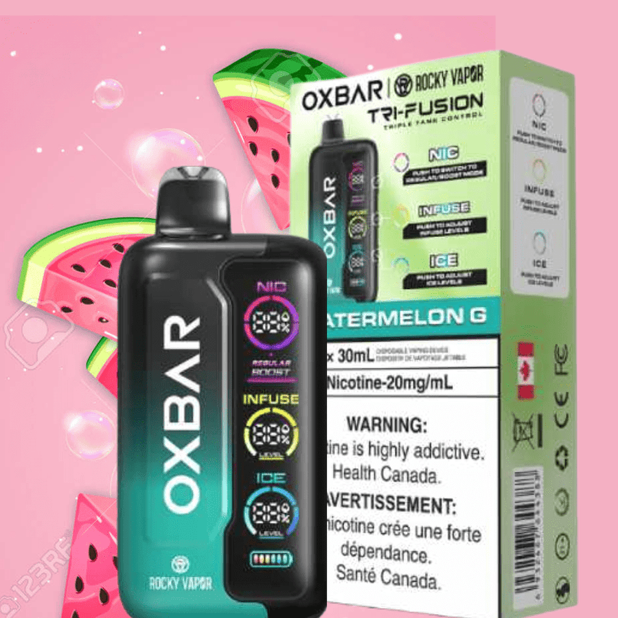 Oxbar Tri-Fusion 45k Disposable Vape-Watermelon G 45000 Puffs / 20mg Airdrie Vape SuperStore and Bong Shop Alberta Canada