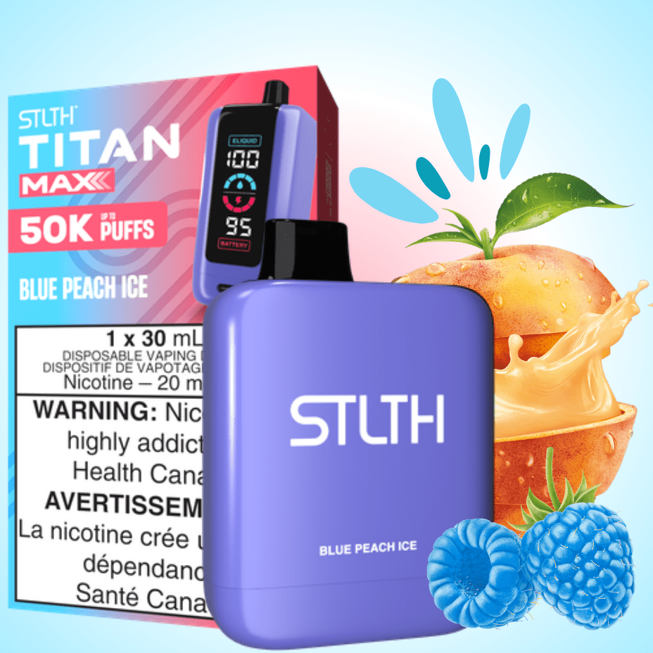 STLTH Titan Max 50K Disposable Vape-Blue Peach Ice 20mg / 50000 Puffs Airdrie Vape SuperStore and Bong Shop Alberta Canada