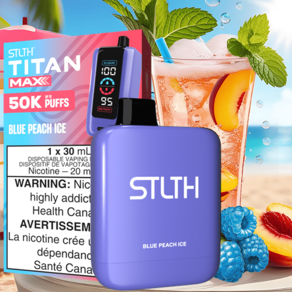 STLTH Titan Max 50K Disposable Vape-Blue Peach Ice 20mg / 50000 Puffs Airdrie Vape SuperStore and Bong Shop Alberta Canada