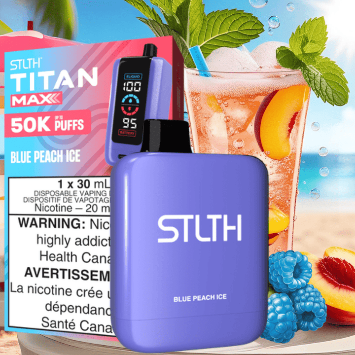 STLTH Titan Max 50K Disposable Vape-Blue Peach Ice 20mg / 50000 Puffs Airdrie Vape SuperStore and Bong Shop Alberta Canada