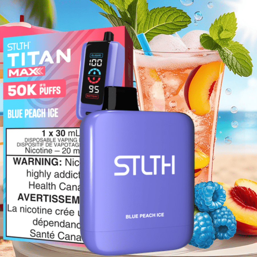 STLTH Titan Max 50K Disposable Vape-Blue Peach Ice 20mg / 50000 Puffs Airdrie Vape SuperStore and Bong Shop Alberta Canada