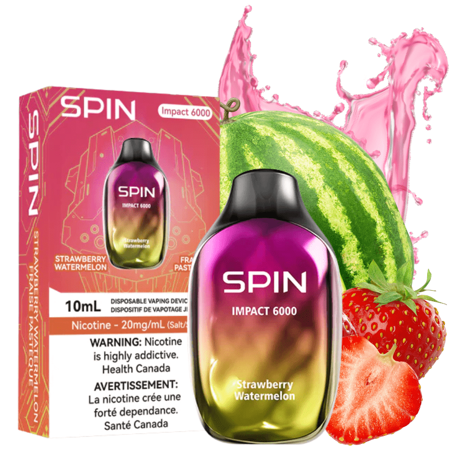 10ml / 20mg SPIN Impact 6000 Disposable Vape-Strawberry Watermelon-Airdrie Vape AB