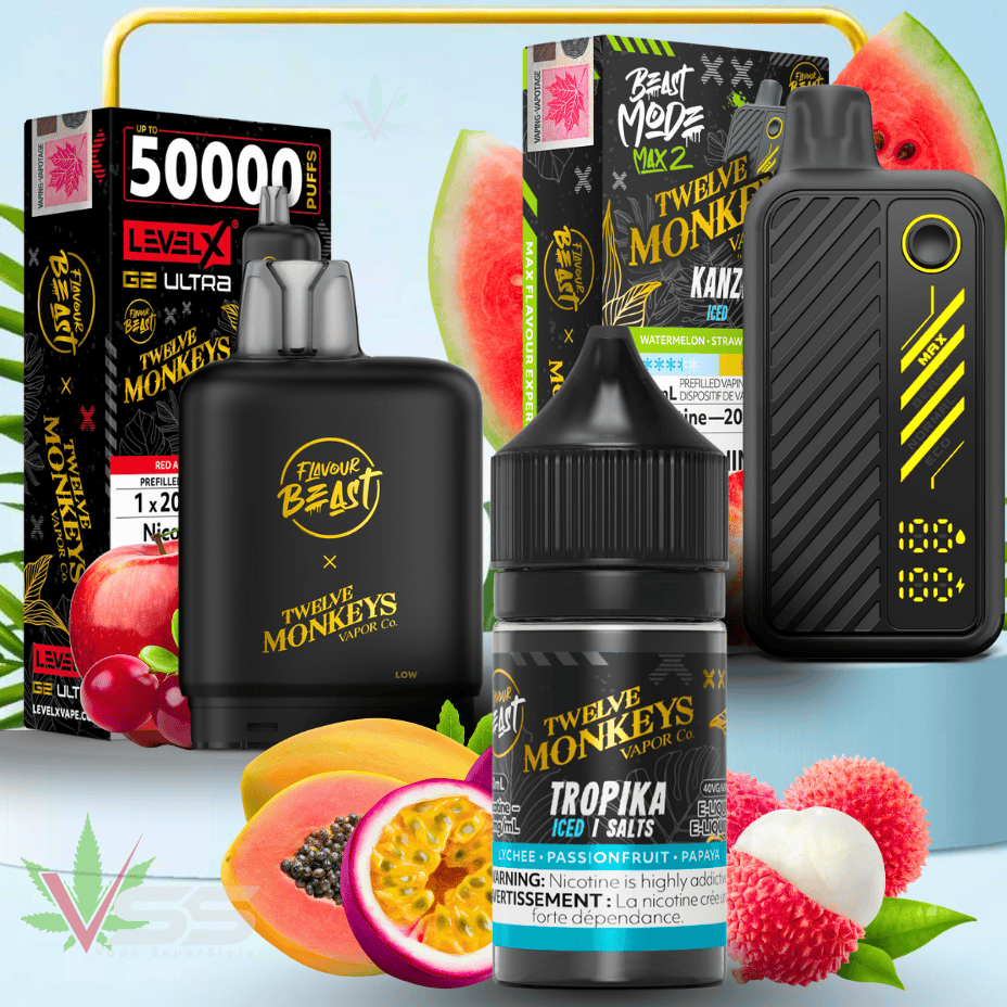 12 Monkeys x Flavour Beast Photo at Airdrie Vape SuperStore and Bong Shop in Alberta Canada