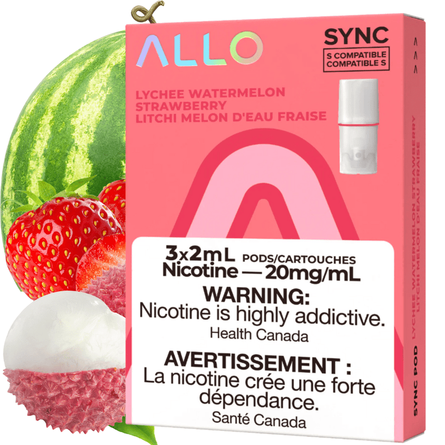 Allo Sync Pod Pack Lychee Watermelon Strawberry STLTH compatible Canada Vape SuperStpre Airdrie Alberta