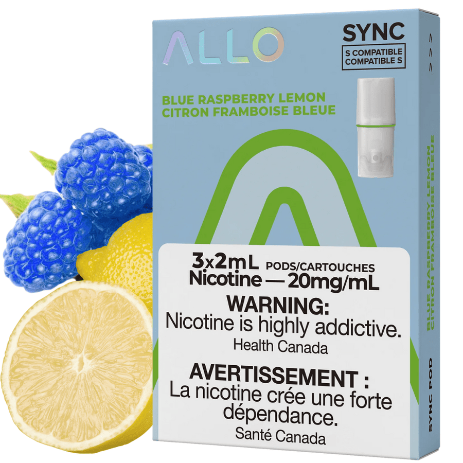 3/Pk / 20mg Allo Sync Pod Pack Blue Raspberry Lemon (S-Compatible) -Airdrie Vape  SuperStore Alberta