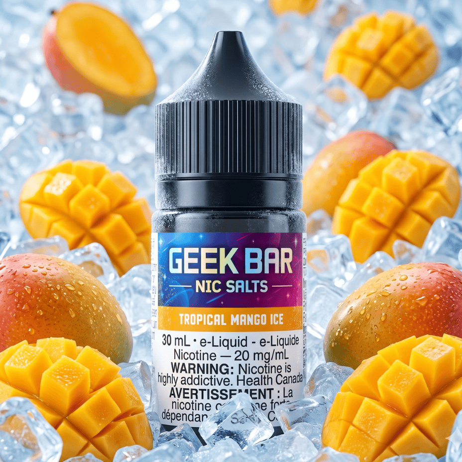Geek Bar Nic Salt-Tropical Mango Ice 30mL of  20mg Salt Nic Airdrie Vape SuperStore and Bong Shop Alberta Canada 2