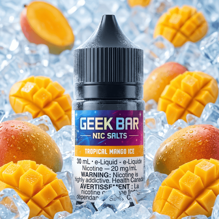 Geek Bar Nic Salt-Tropical Mango Ice 30mL of  20mg Salt Nic Airdrie Vape SuperStore and Bong Shop Alberta Canada 2