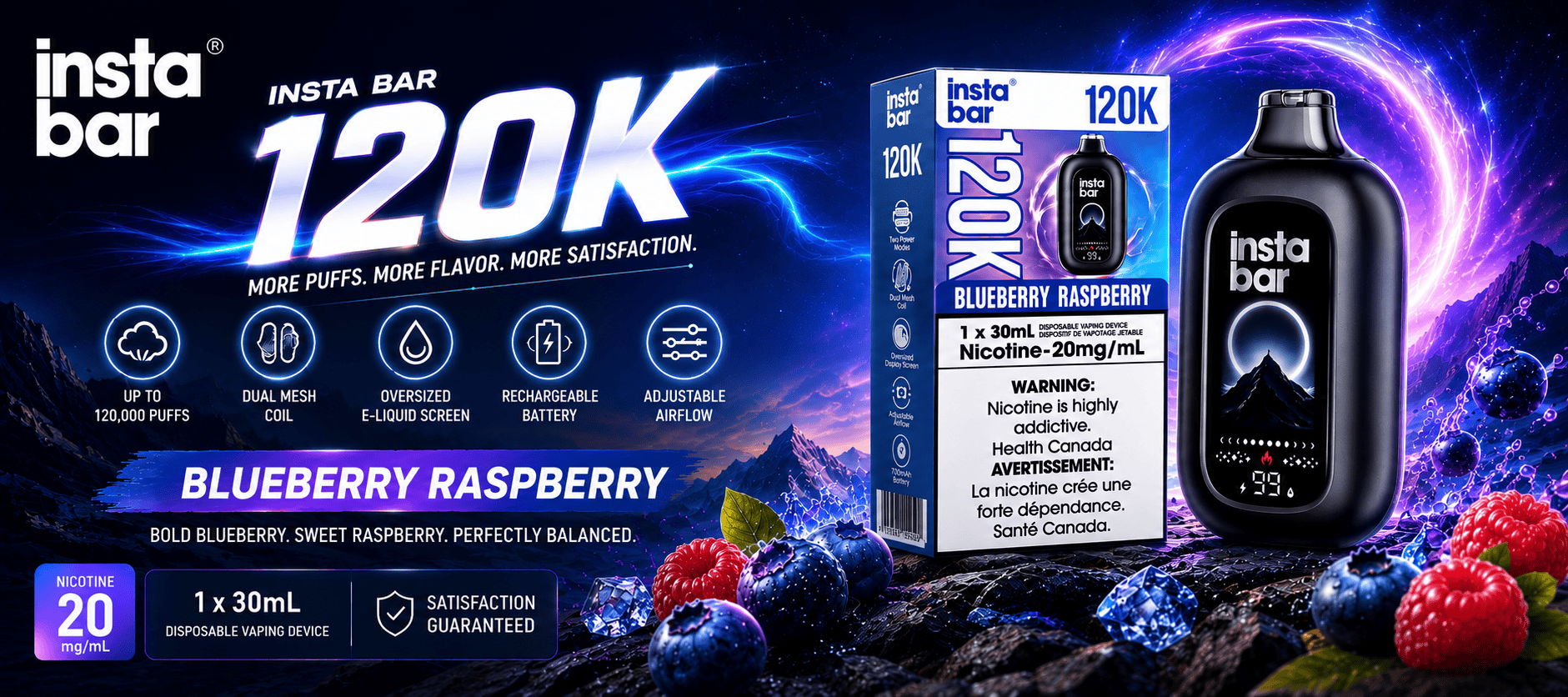 Insta Bar 120K Disposable Vape at Airdrie Vape SuperStore and Bong Shop in Alberta Canada