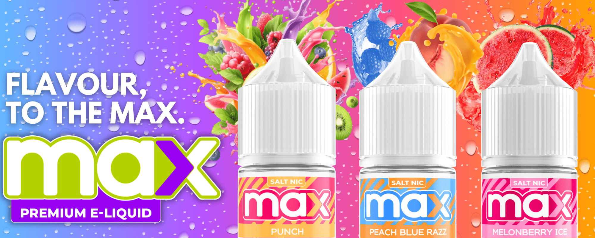Max E-Liquid Website Banner at Airdrie Vape SuperStore and Bong Shop in Alberta Canada