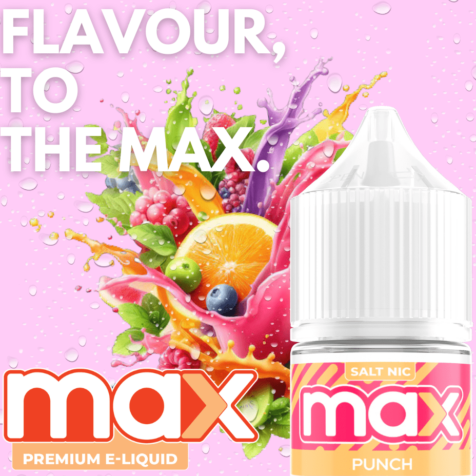 Max E-Liquid Website Banner at Airdrie Vape SuperStore and Bong Shop in Alberta Canada