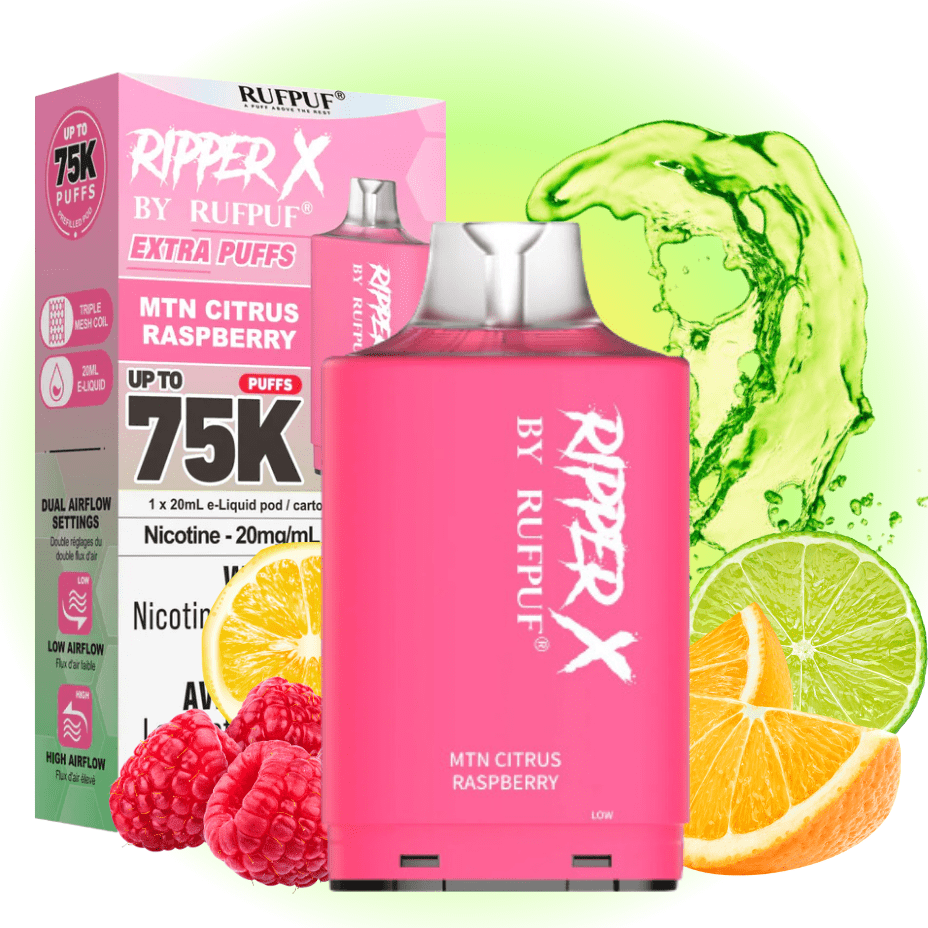 Ripper X MTN Citrus Raspberry 75K Pod at Airdrie Vape SuperStore and Bong Shop in Alberta Canada