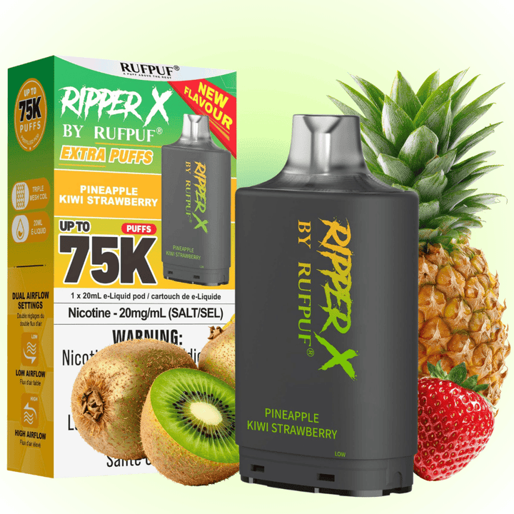 RufPuf Ripper X 75K Turbo Pod - Pineapple Kiwi Strawberry 75000 Puffs / 20mg Airdrie Vape SuperStore and Bong Shop Alberta Canada
