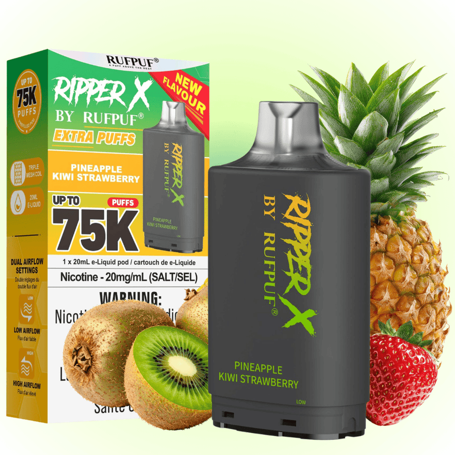 RufPuf Ripper X 75K Turbo Pod - Pineapple Kiwi Strawberry 75000 Puffs / 20mg Airdrie Vape SuperStore and Bong Shop Alberta Canada