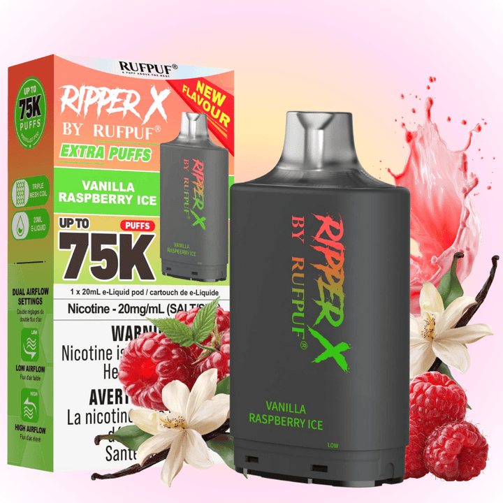 RufPuf Ripper X 75K Turbo Pod - Vanilla Raspberry Ice 75000 Puffs / 20mg Airdrie Vape SuperStore and Bong Shop Alberta Canada
