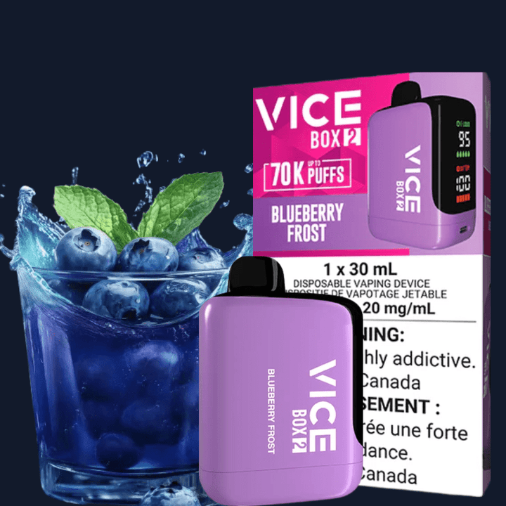 Vice Box 2 70k Disposable Vape- 20mg salt nicotine / 70000 Puffs Blueberry Frost Flavour Airdrie Vape SuperStore and Bong Shop Alberta Canada