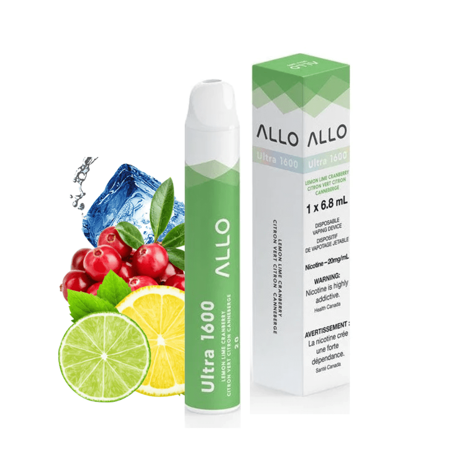 Allo Ultra 1600 Disposable Vape-Lemon Lime Cranberry 1600 Puffs / 20mg Airdrie Vape SuperStore and Bong Shop Alberta Canada