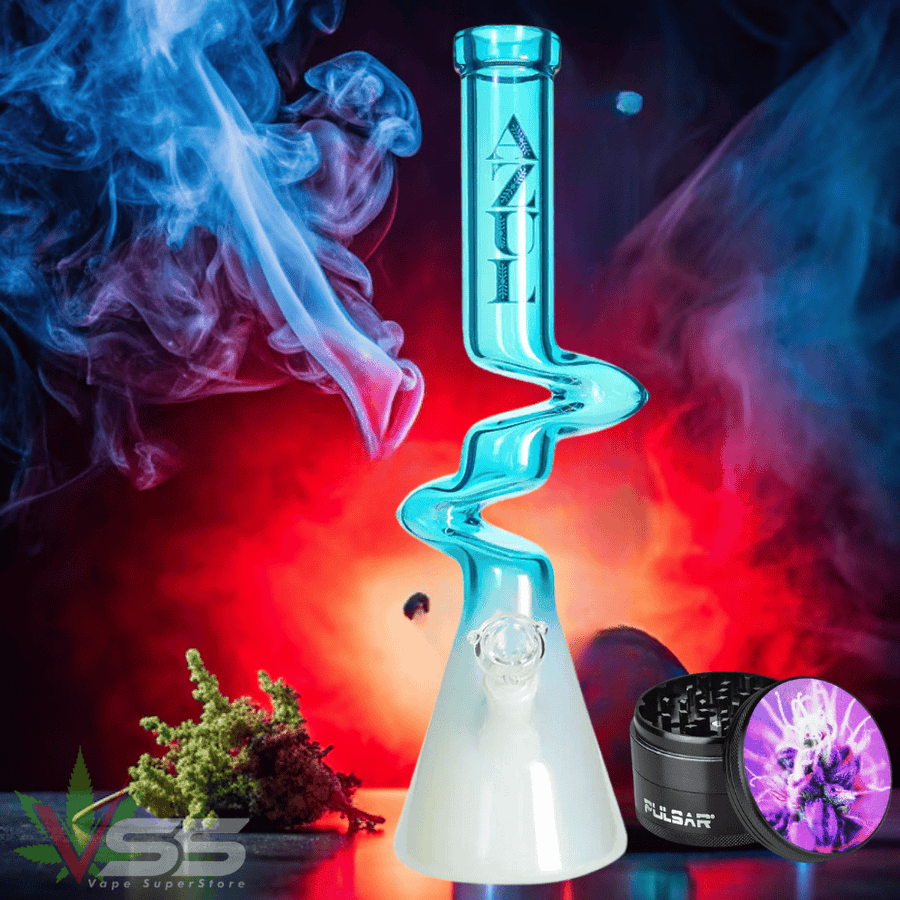 Azul 9mm Metallic Electroplated Logo 3-Arm Zong Bong-17" Airdrie Vape SuperStore and Bong Shop Alberta Canada