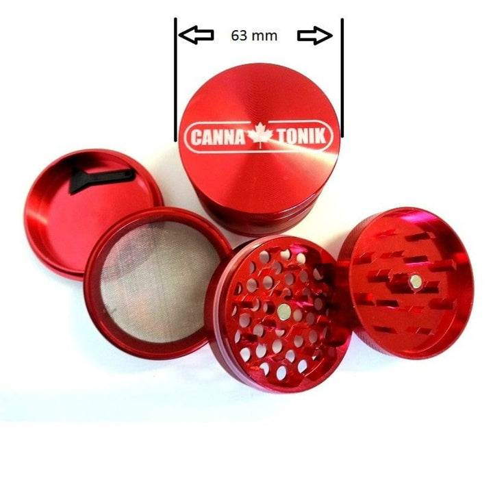 Cannatonik Anodized Aluminum Grinder 63mm Red Airdrie Vape SuperStore and Bong Shop Alberta Canada