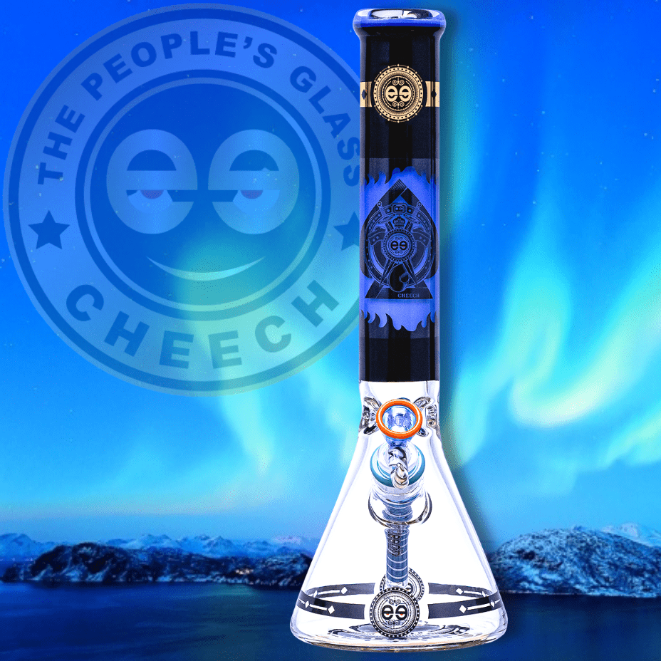 Cheech Glass 7mm Protect the Crest Beaker 14" Milky Blue Airdrie Vape SuperStore and Bong Shop Alberta Canada
