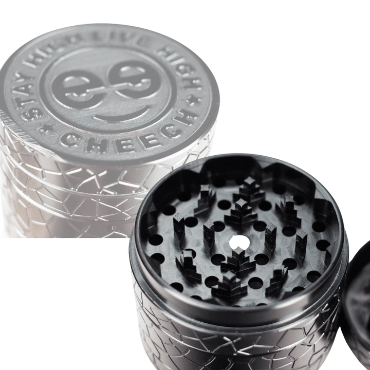 Cheech Logo 63mm 4pc Metal Grinder Black Airdrie Vape SuperStore and Bong Shop Alberta Canada