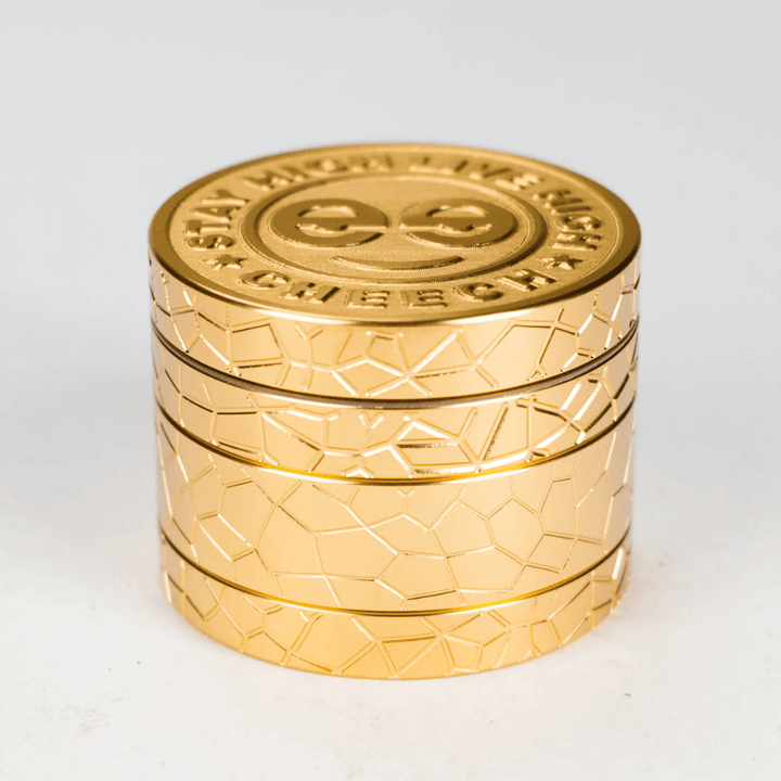 Cheech Logo 63mm 4pc Metal Grinder Gold Airdrie Vape SuperStore and Bong Shop Alberta Canada