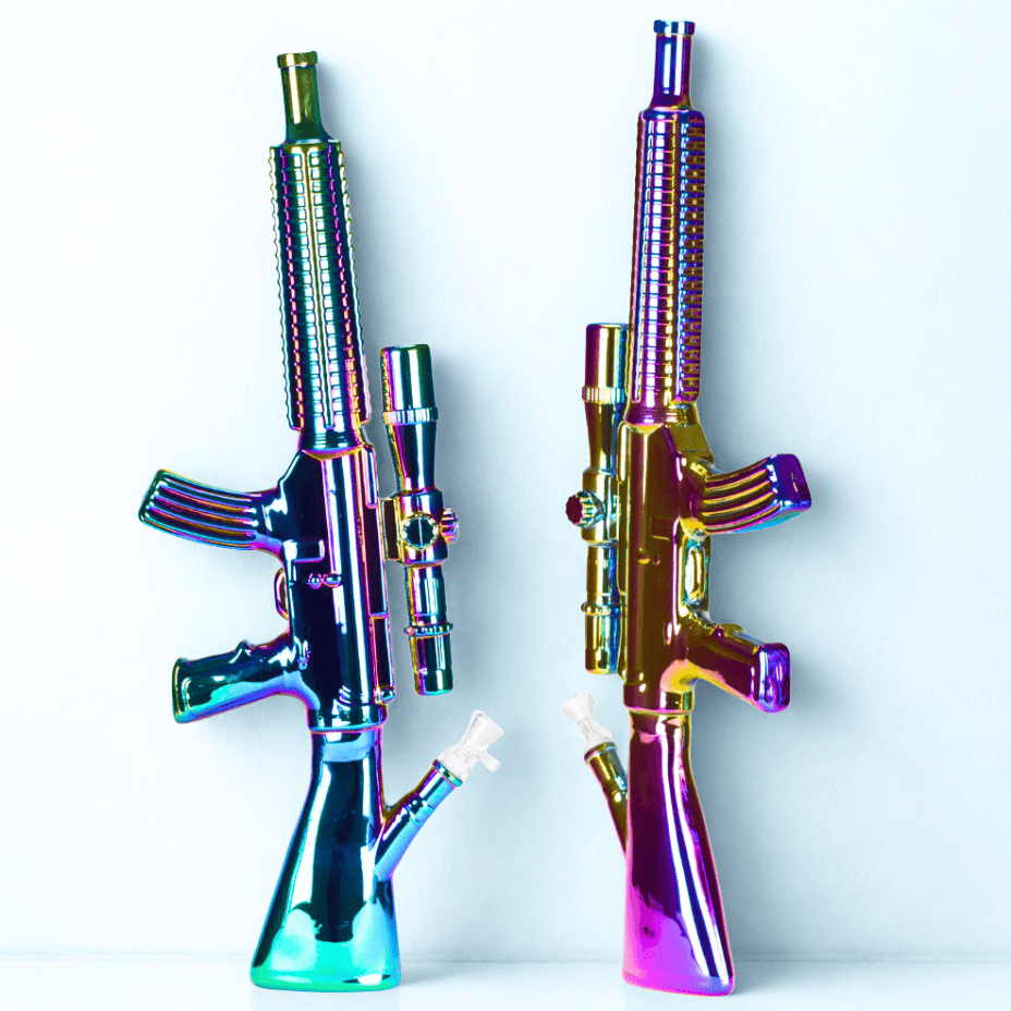 Chrome Rifle Glass Bong - 23.5" Silver Airdrie Vape SuperStore and Bong Shop Alberta Canada