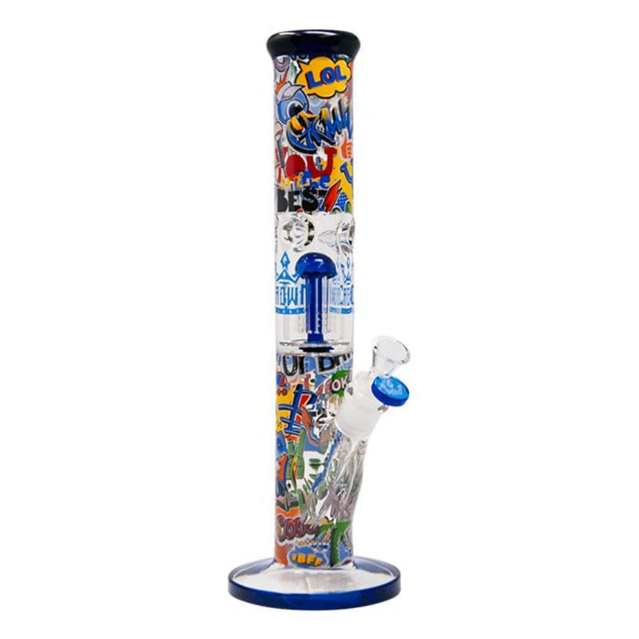 Crown Glass Crown Glass Tree Perc 14" Bongs by The Funk Collection 9mm Blue&Black Crown Glass Tree Perc 14" by The Funk Collection-Airdrie Vape & Bong