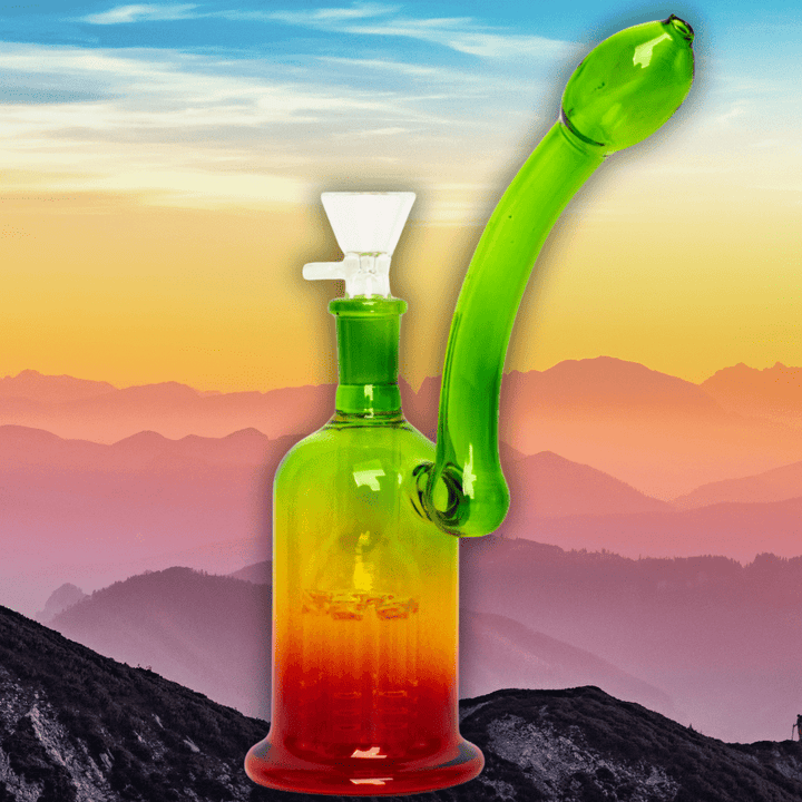 Day Glow Bubbler w/6-Arm Tree Perc 6" 6" / Rasta Airdrie Vape SuperStore and Bong Shop Alberta Canada