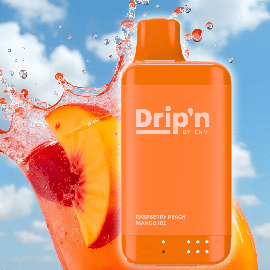Drip'n by Envi 16K Disposable Vape - Raspberry Peach Mango Ice 8mL / 16000 Puffs / 20mg Airdrie Vape SuperStore and Bong Shop Alberta Canada