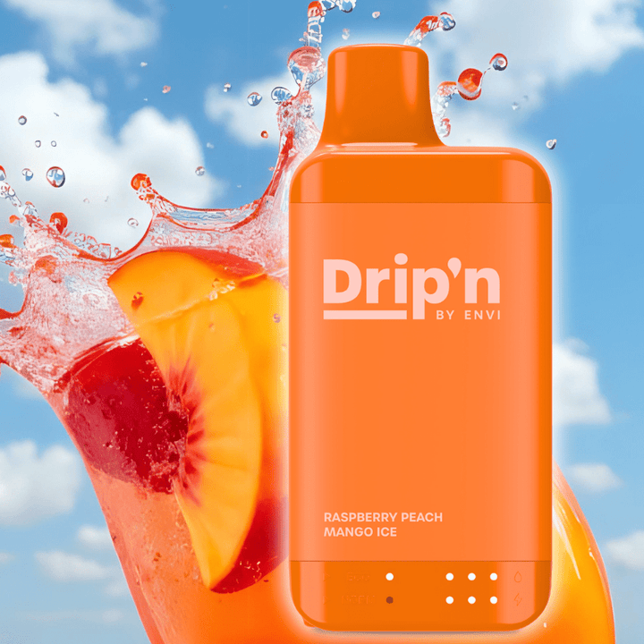 Drip'n by Envi 16K Disposable Vape - Raspberry Peach Mango Ice 8mL / 16000 Puffs / 20mg Airdrie Vape SuperStore and Bong Shop Alberta Canada