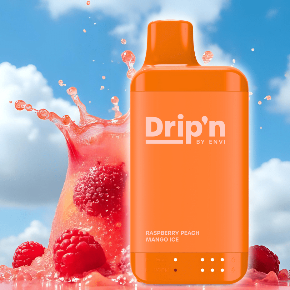Drip'n by Envi 16K Disposable Vape - Raspberry Peach Mango Ice 8mL / 16000 Puffs / 20mg Airdrie Vape SuperStore and Bong Shop Alberta Canada