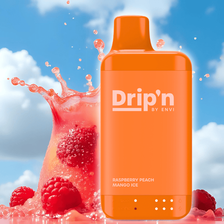Drip'n by Envi 16K Disposable Vape - Raspberry Peach Mango Ice 8mL / 16000 Puffs / 20mg Airdrie Vape SuperStore and Bong Shop Alberta Canada