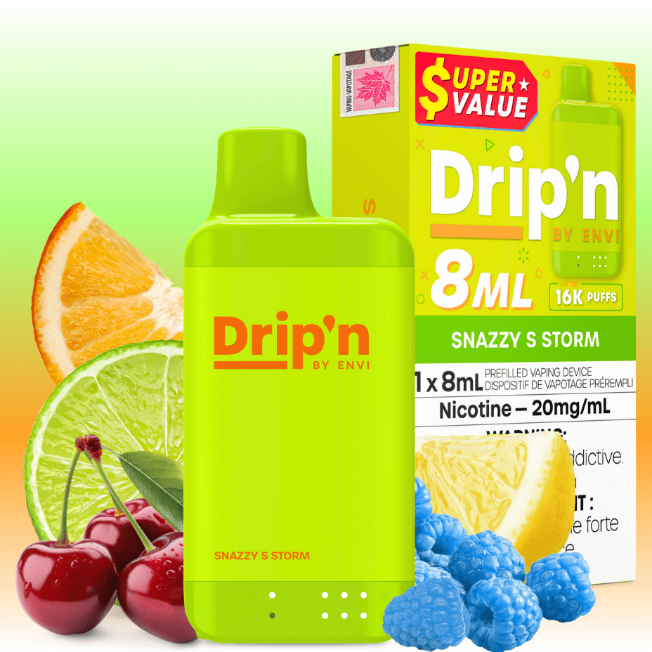 Drip'n by Envi 16K Disposable Vape - Snazzy S Storm 8mL / 16000 Puffs / 20mg Airdrie Vape SuperStore and Bong Shop Alberta Canada