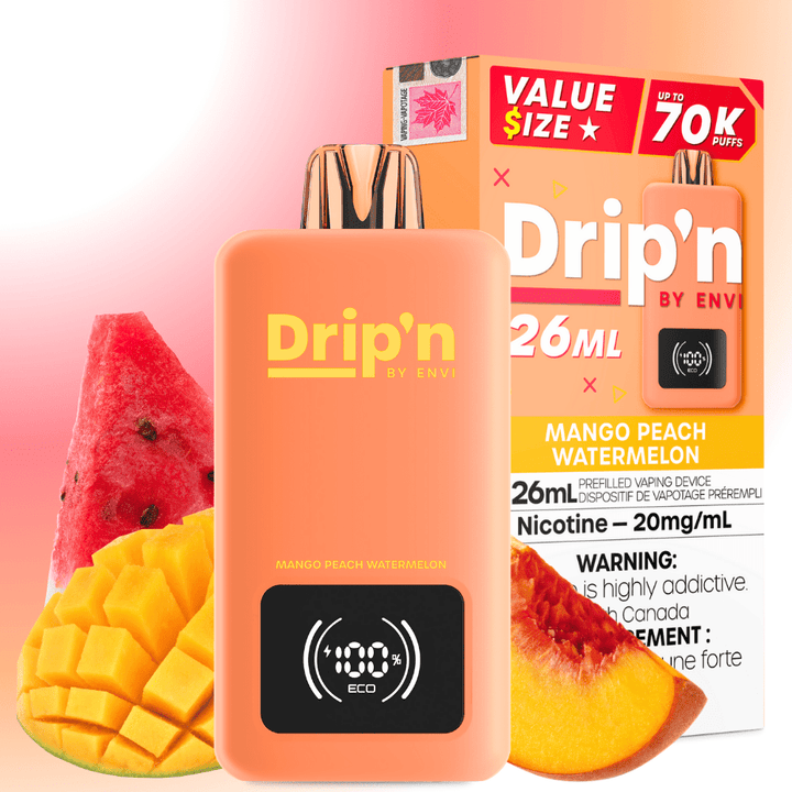 Drip'n by Envi 70K Disposable Vape - Mango Peach Watermelon 26mL / 70000 Puffs / 20mg Airdrie Vape SuperStore and Bong Shop Alberta Canada