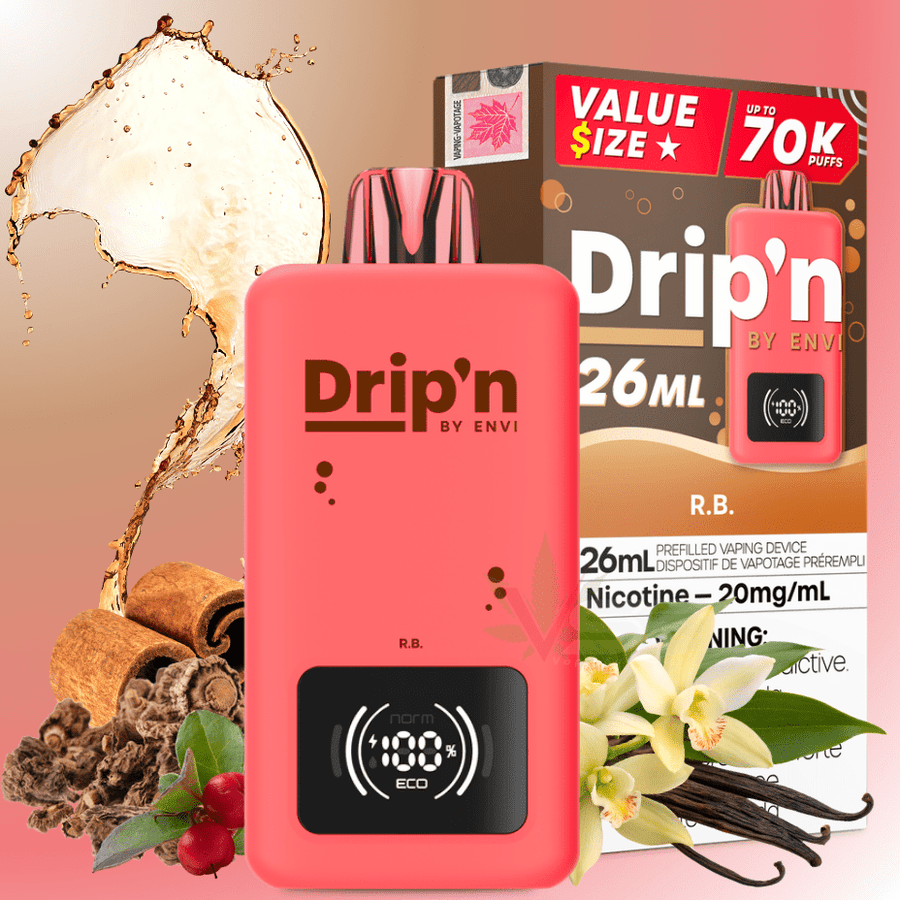 Drip'n by Envi 70K Disposable Vape - R.B. 20mg / 26mL / 70000 Puffs Airdrie Vape SuperStore and Bong Shop Alberta Canada