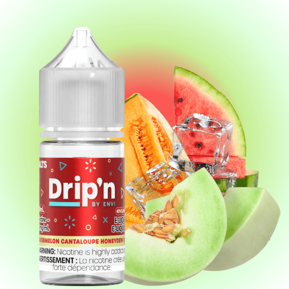 Drip'n by Envi Classics Salt-Watermelon Cantaloupe Honeydew Ice 20mg / 30mL Airdrie Vape SuperStore and Bong Shop Alberta Canada