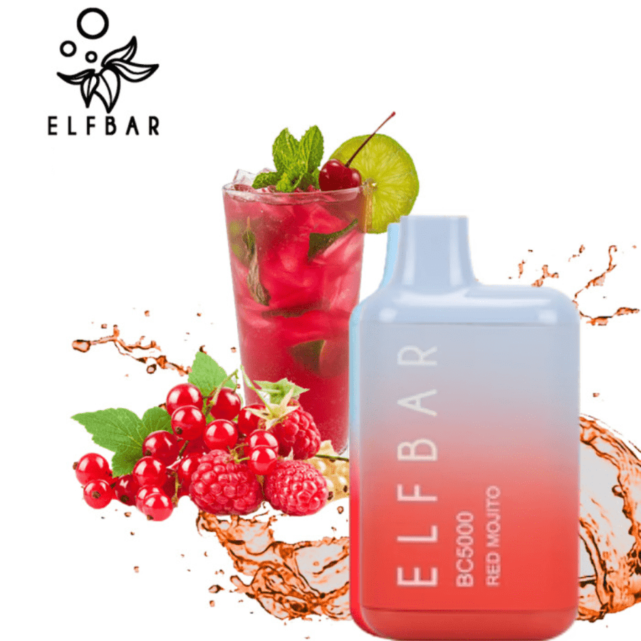 Elf Bar 5000 Rechargeable Disposable Vape-Red Mojito 5000 Puffs / 20mg Airdrie Vape SuperStore and Bong Shop Alberta Canada