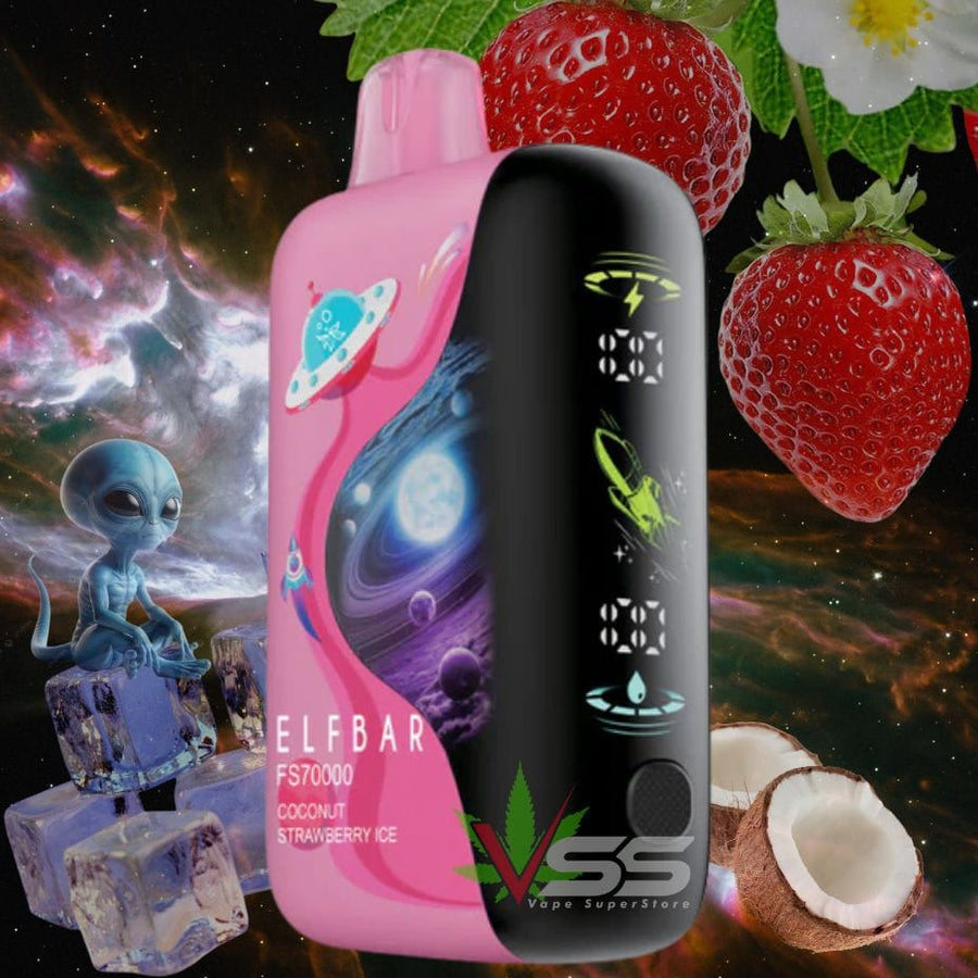 ELFBAR FS70K Disposable Vape - Coconut Strawberry Ice 70000 / 20mg Airdrie Vape SuperStore and Bong Shop Alberta Canada