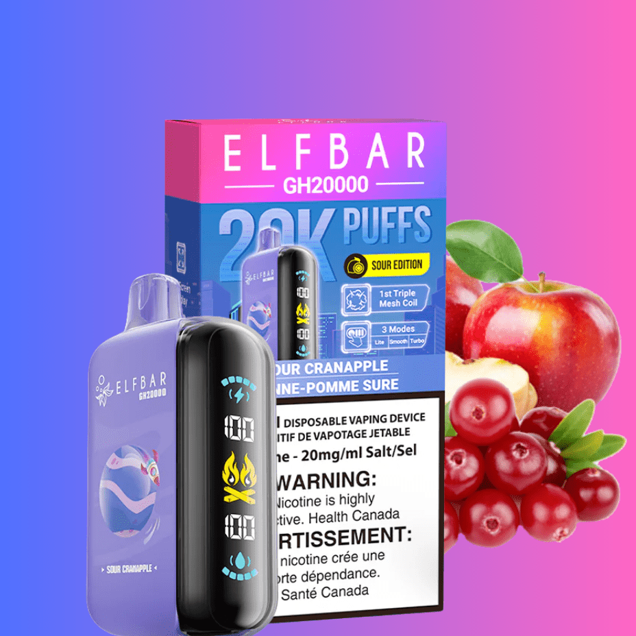 ElfBar GH20K Disposable Vape-Sour CranApple Airdrie Vape SuperStore and Bong Shop Alberta Canada