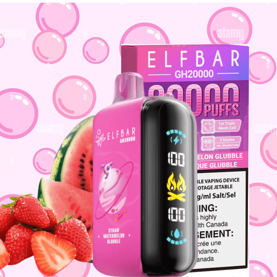 ElfBar GH20K Disposable Vape-Straw Watermelon Glubble Airdrie Vape SuperStore and Bong Shop Alberta Canada