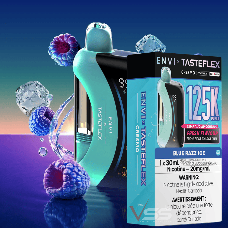 ENVI x Tasteflex Cresmo 125k Disposable Vape-Blue Razz Ice Airdrie Vape SuperStore and Bong Shop Alberta Canada